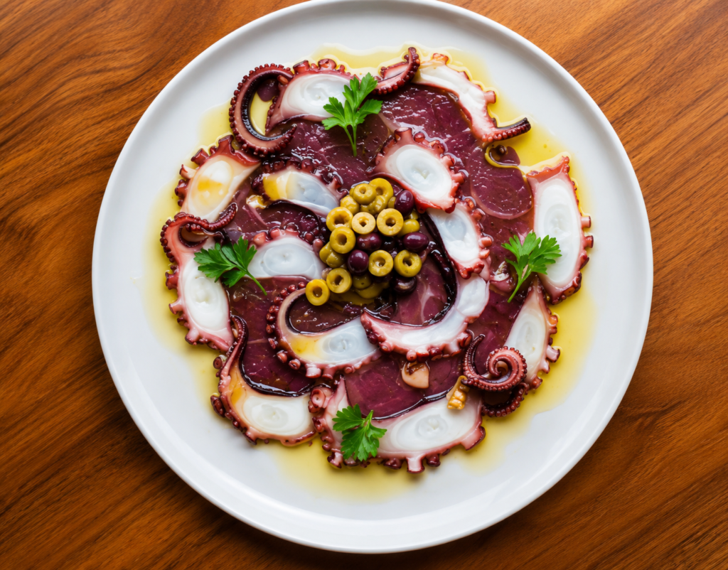 carpaccio de pulpo con salsa al olivo 150g