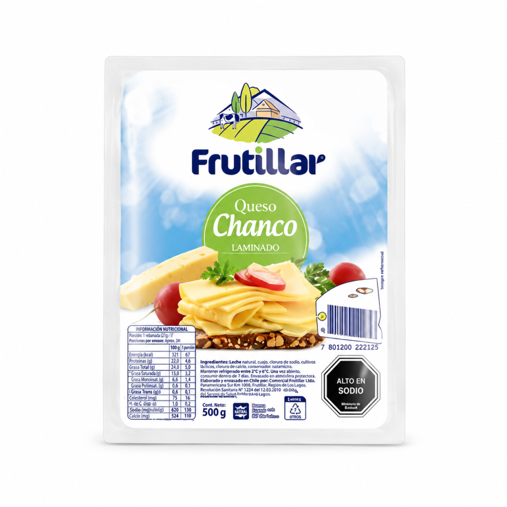 queso laminado chanco 500g, frutillar