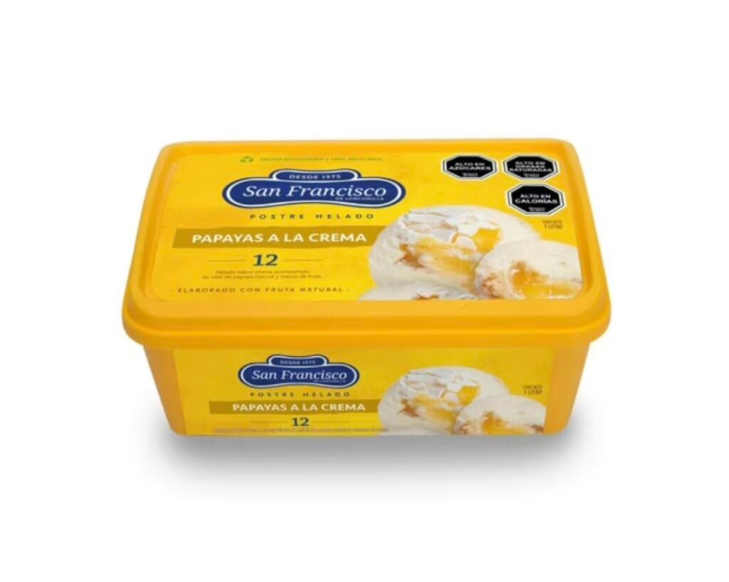 helado postre papayas a la crema 1 lt, san francisco